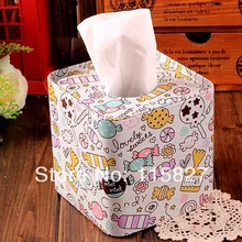 2014New конфеты дизайн квадратная форма Tissue Box Металл лица Бумага Дело Держатель салфеток 2014new модные сахара печати