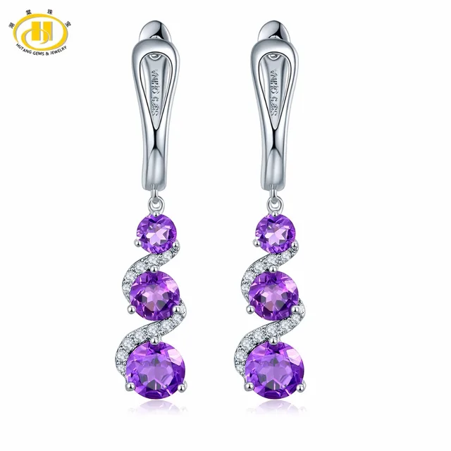 Hutang Clip Earrings 2 83ct Natural Gemstone African Amethyst Solid Hutang Clip Earrings 2 83ct Natural Gemstone African Amethyst Solid 925 Sterling Silver Fine Stone Jewelry