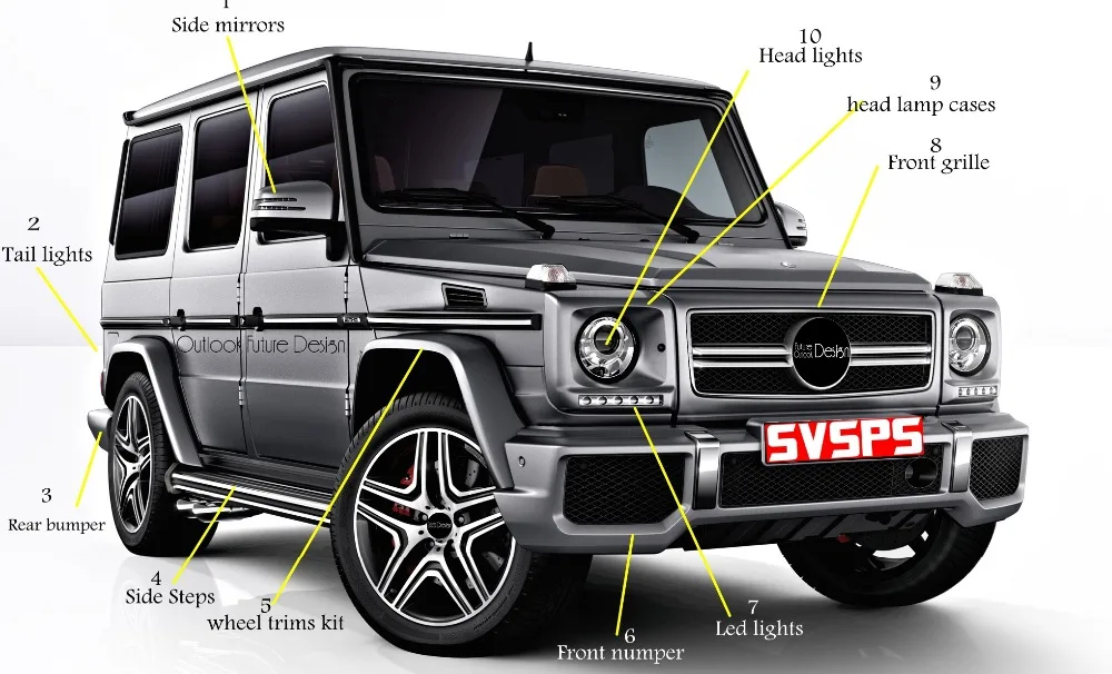 Автостайлинг, автозапчасти, передняя АБС углеродная пластина для Mercedes G class Brabus Benz, 1990- год