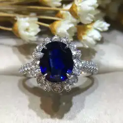 Принцесса Диана и Кейт Стиль кольцо с сапфиром 2.042ct + 0.599ct 18 К золото натуральный сапфир для женщин кольцо с бриллиантом установка