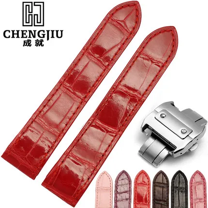 

6 Colors 20 23 mm Crocodile/ Alligator Leather Watch band For Cartier/Santos Wrist Bracelet Montre Band Male Female Belt Buckle