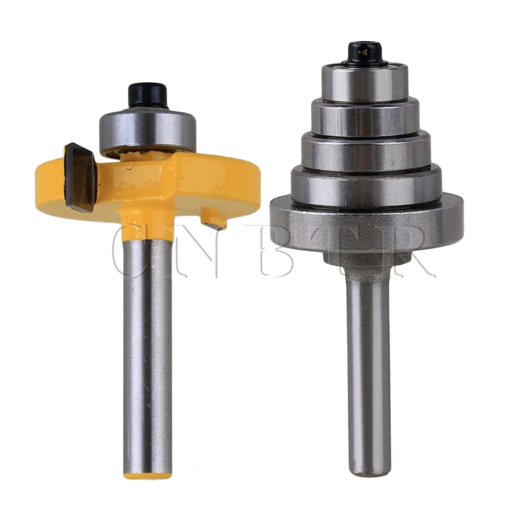 

2Pieces Cemented Carbide Rabbet Router Bit with 6 Bearing 1/4" Shank Dia