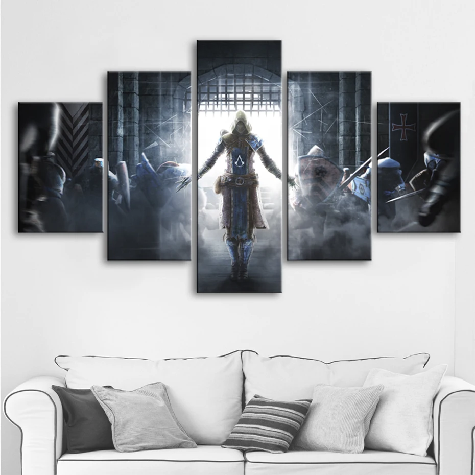 Framed Assassin's Creed III 5 Piece Canvas Print Wall Art Home Decor Framed Assassin's Creed III 5 Piece Canvas Print Wall Art Home Decor
