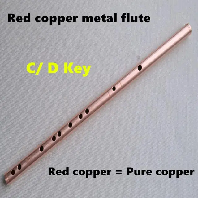 Best price at $135 Cheap Red Copper Metal Flute Dizi C / D Key Metal Flauta One Section Transverse Flute Musical Instruments Flauta Self-defense Weapon