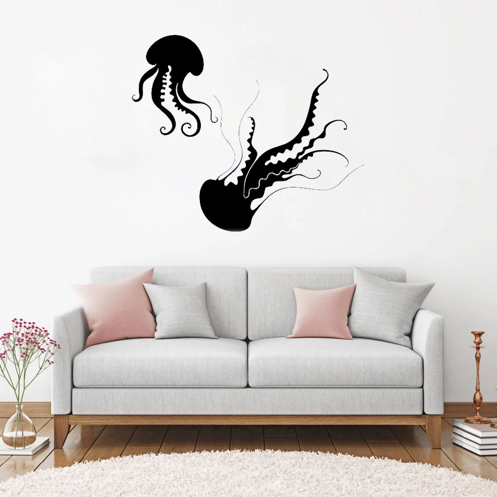 Jellyfish Wall Stickers Ocean Sea Marine Bathroom Vinyl Decal Unique