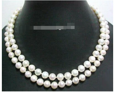 

Hot sale Free Shipping>>>>Charming 2 Rows Genuine White Pearl 18KWGP Clasp Necklace