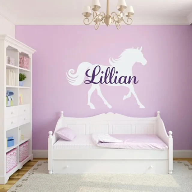 custom name with horse vinyl wall sticker baby bedroom wall art