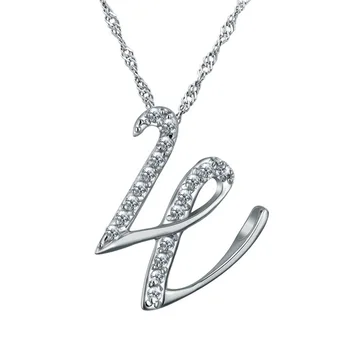 

10pcs/lot Top Quality Women Jewelry for Crystal Letter Pendant Necklace, Simple Letter W Pendant Necklace