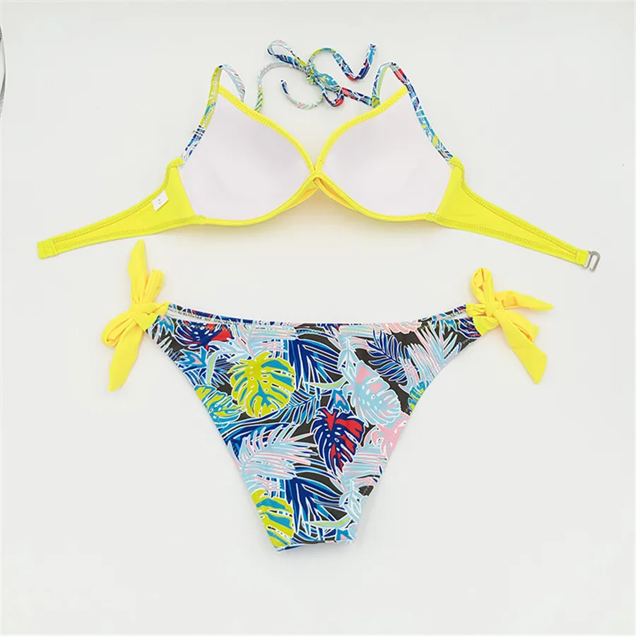 New Sexy Bikini Push Up Swimwear 2018 Women Print Beach Halter Top Bikini Set Solid Swimsuit Bandage Summer Bathing Suit Biquini New Sexy Bikini Push Up Swimwear 2018 Women Print Beach Halter Top Bikini Set Solid Swimsuit Bandage Summer Bathing Suit Biquini