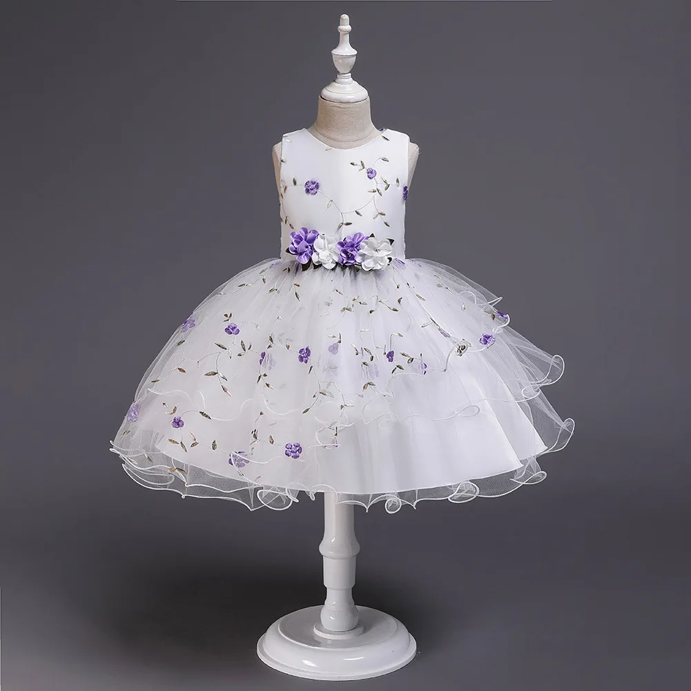 Нарядное платье с цветочным узором для маленьких девочек; детская одежда принцессы; рождественское многослойное платье-пачка для девочек на День Благодарения