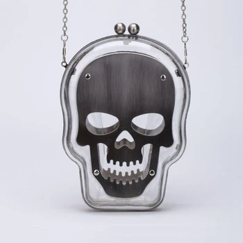 

2020 New Skull Head Women Evening Bags Clear Acrylic Box Plastic Women Clutches Handbag Chain Shoulder Bag Female Messenger Bag