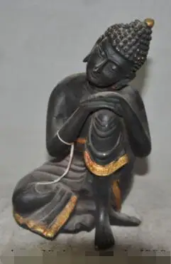 

S1267 8" tibet buddhism fane pure bronze sakyamuni Shakyamuni Sleeping Buddha statue