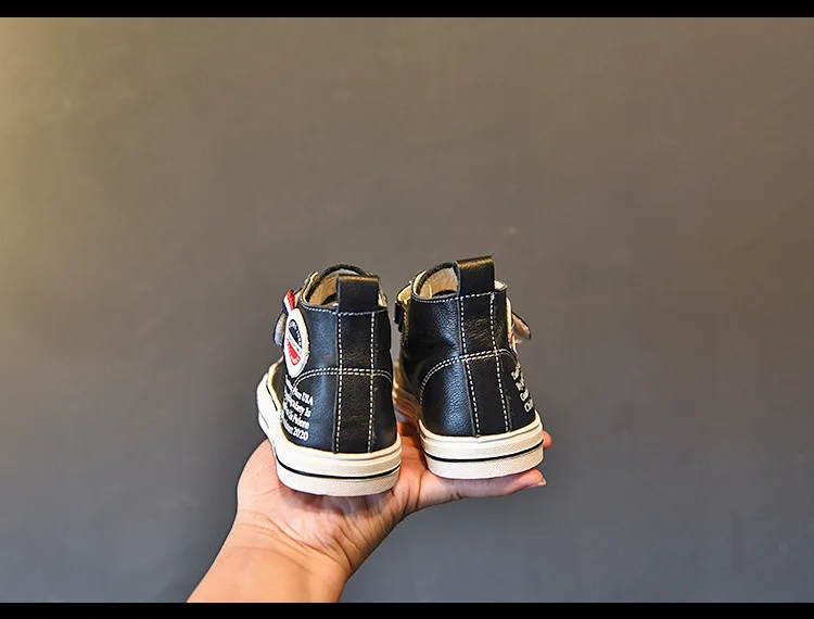 New Autumn Kids Sport Sneakers Baby Girls Genuine Leather Casual Sneakers Children High Sneakers Boys Black Brand Shoes Trainers