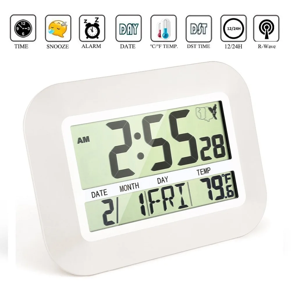 Buy Big Number Radio controlled clock wall Large LCD