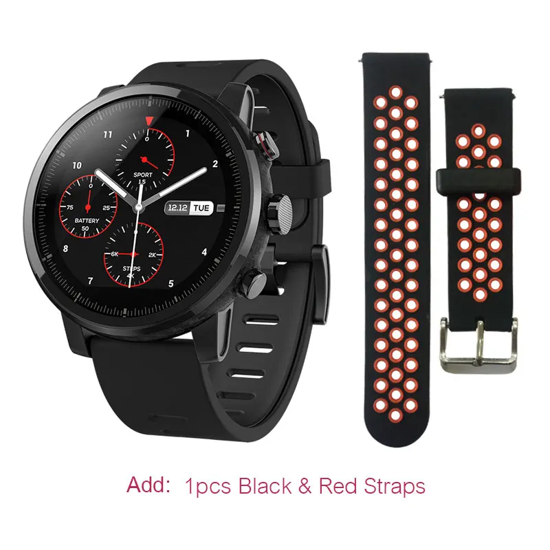 Английская версия Huami Amazfit умные часы Stratos 2 gps PPG пульсометр 5ATM водостойкие спортивные Smartwatch - Цвет: Version2Black.Red.