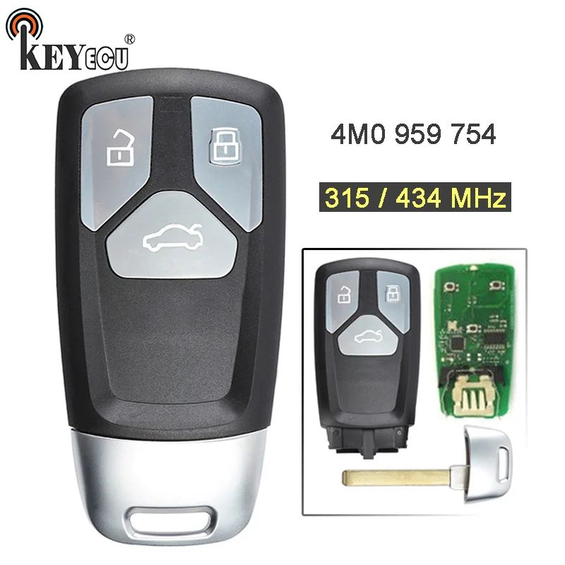 

KEYECU 315/ 434MHz 8S0 959 754 Keyless Entry 3 Button Smart Remote Key Fob for Audi A4 A5 Q7 SQ7 2017-up