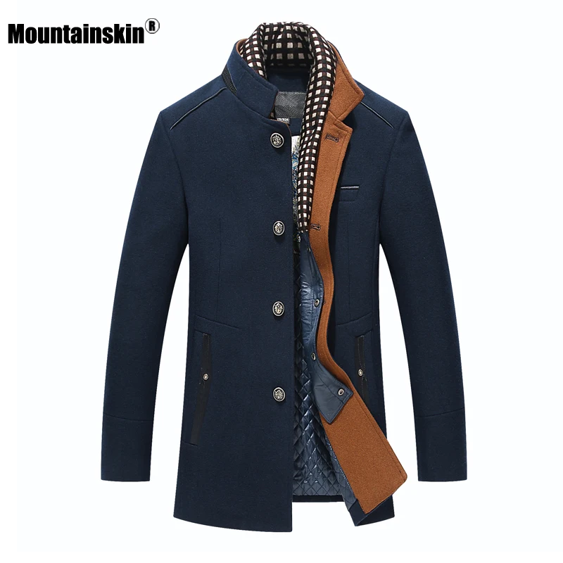 

Mountainskin New Men Woolen Coat Winter Fleece Warm Jackets Thermal Slim Fit Fashion Trench Outerwear Mens Brand Clothing SA704