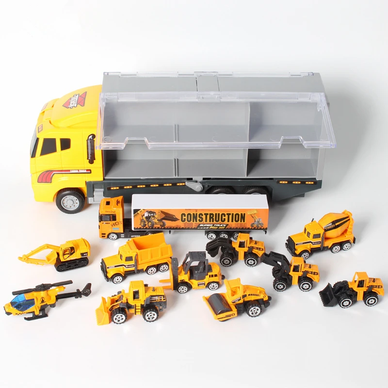 

11PCS Mini Car & Storage Truck Alloy Diecast Cars Engineering Excavator Toys Vehicles Truck Car Model Gift For Kids Boys /