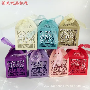 

100pcs/ Lot Birds Hollow Carriage Baby Shower Favors Gifts Candy Boxes Free Shipping