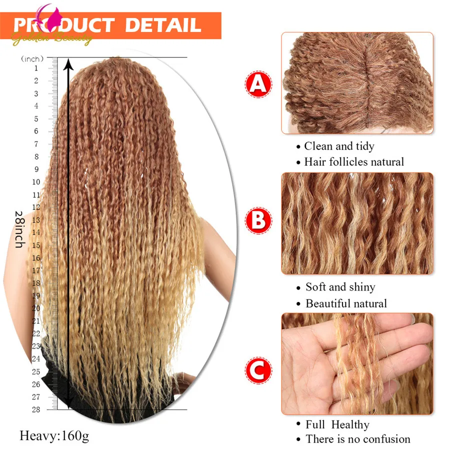 Синтетические вьющиеся длинные парики для черных женщин Омбре косплей/вечерние парики 28 дюймов Золотая красота