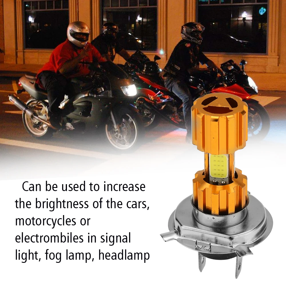 

H4 Headlight Bulbs COB Car Motorcycle Electrombile High Bright LED Golden Three Faces Glowing Light Bulb Modification
