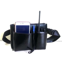 Men Women Waist Bag PU Leather Blet Bags Fanny Pack Fashion Walkie-talkie Tool Bag for Bars Night Club Salesperson