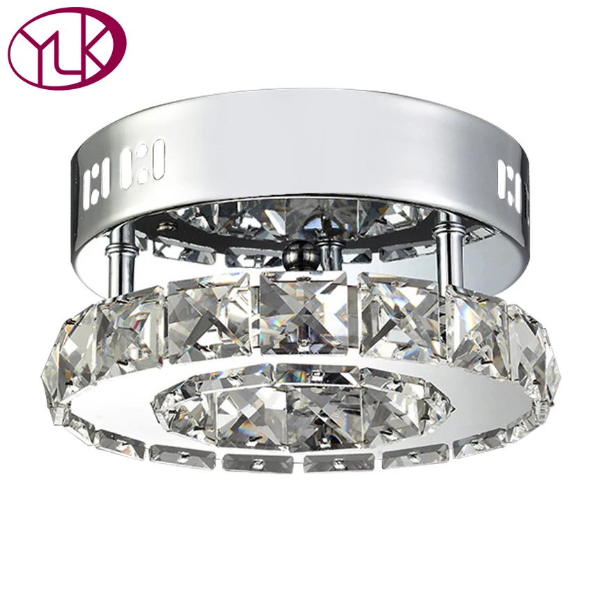 

Youlaike Flush Mount LED Crystal Ceiling Light For Living Room Round Corridor Aisle Modern LED Ceiling Lamp