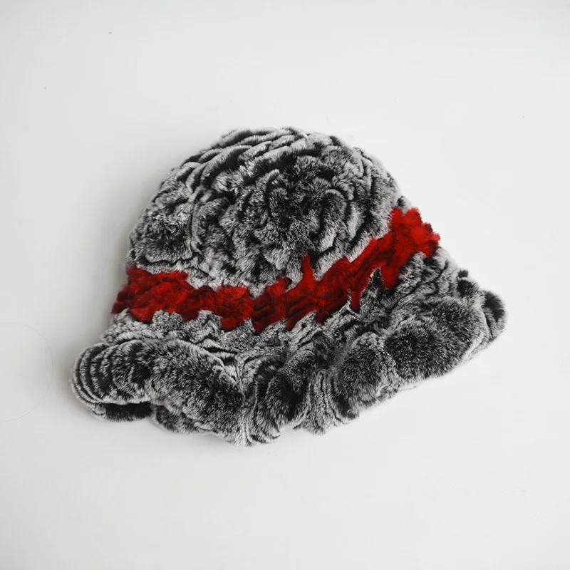 Зимний настоящий кроличий мех шляпа для женщин ведро шляпа большой шляпы сомбреро натуральный мех Рекс мода ведро шляпы фетровые шляпы