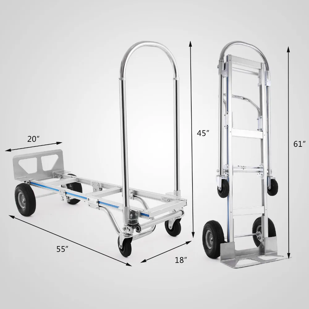 2 в 1 алюминиевая грузовая тележка/тележка и тележка большой емкости 880lb