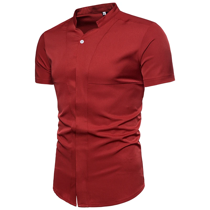 2018 Новинка весны моды прилив Для мужчин Шорты, рубашка модные прилив сплошной цвет модный дизайн Для мужчин с коротким футболки с рукавами