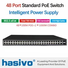 48 портов POE коммутатор Ethernet с 48 портов POE питания к адаптеру камеры "блок управления, беспроводной ap, с 48 10/100M 2 порта 1000 м 2 порта SFP COMBO