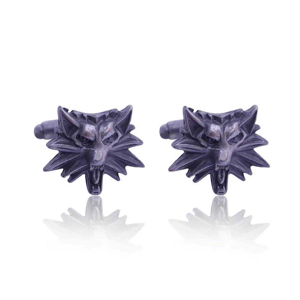 

wolf head cufflink jewelry fancy sleeve button jewellery bat man bijoux