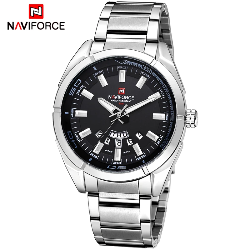 Часы наручные NAVIFORCE Мужские кварцевые брендовые Роскошные модные повседневные