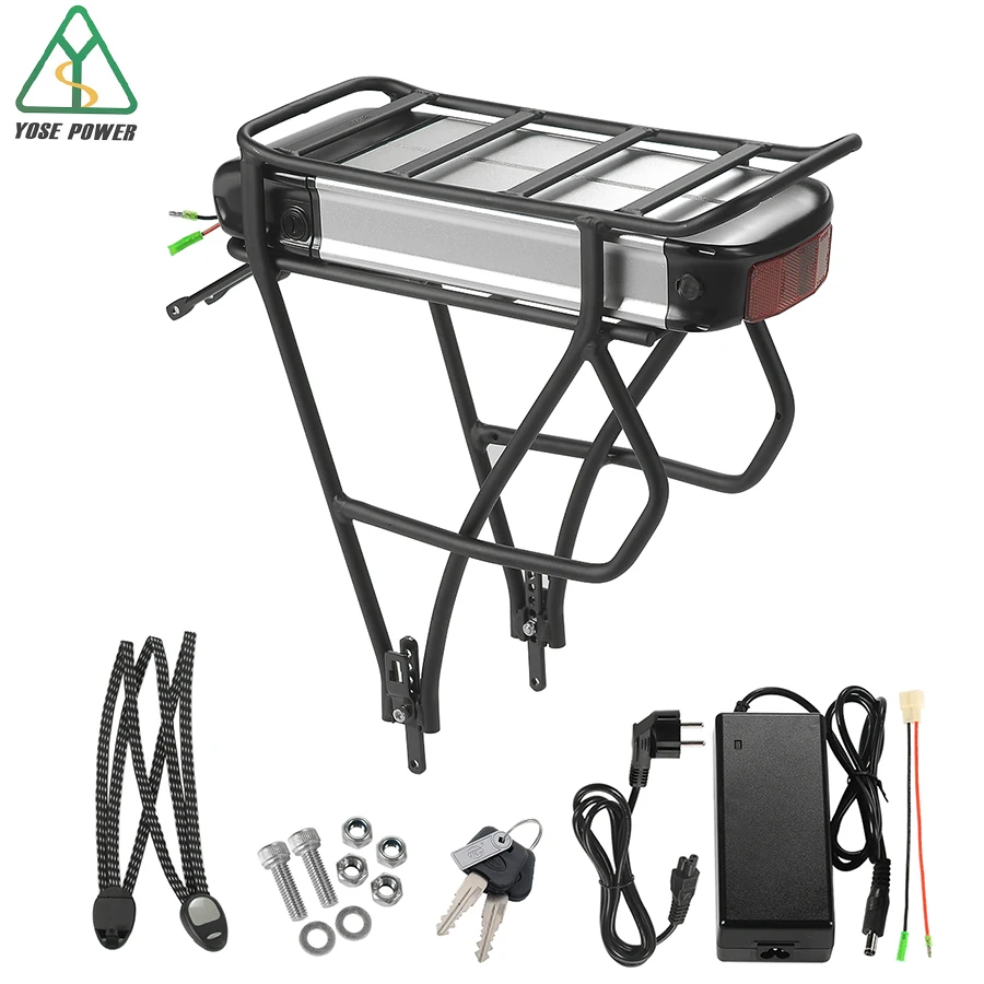 

Electric Bicycle Rear Rack 36V 16Ah LG lithium ion Li-ion battery with Carrier fit for 26"-28" V-brake of rear wheel bike DIY