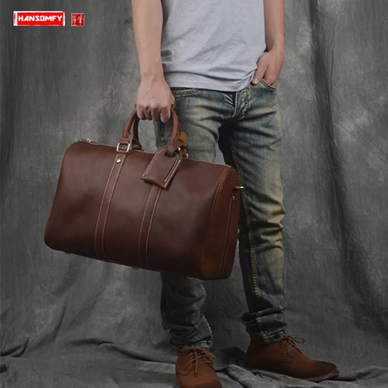 

Retro leather men's travel bag simple male large-capacity handbag genuine leather shoulder crossbody bag business bucket bags