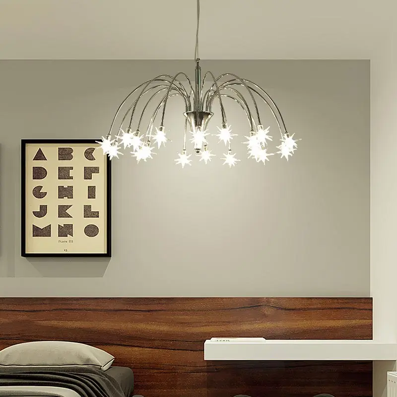 

Design Led Lamp Chrome Modern Chandelier Living Room Kitchen Bedoom Foyer Light Fixtures Decor Home Lighting G4 lustre