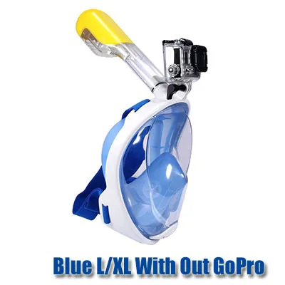 Новая маска для подводного плавания для GoPro, маска для подводного плавания, анти-туман, маска для подводного плавания с противоскользящим кольцом, трубка - Цвет: Blue L XL