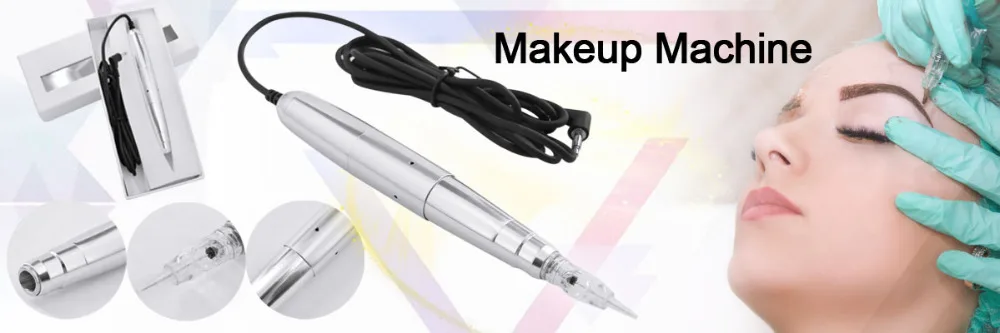 Máquina de Maquiagem Microblading com Tintas Permanente Caneta Motor Suíço Arma Sobrancelha Delineador Lábio Agulhas Tatuagem Dicas Adaptador Conjunto Kit 3 Kits de tatuagem