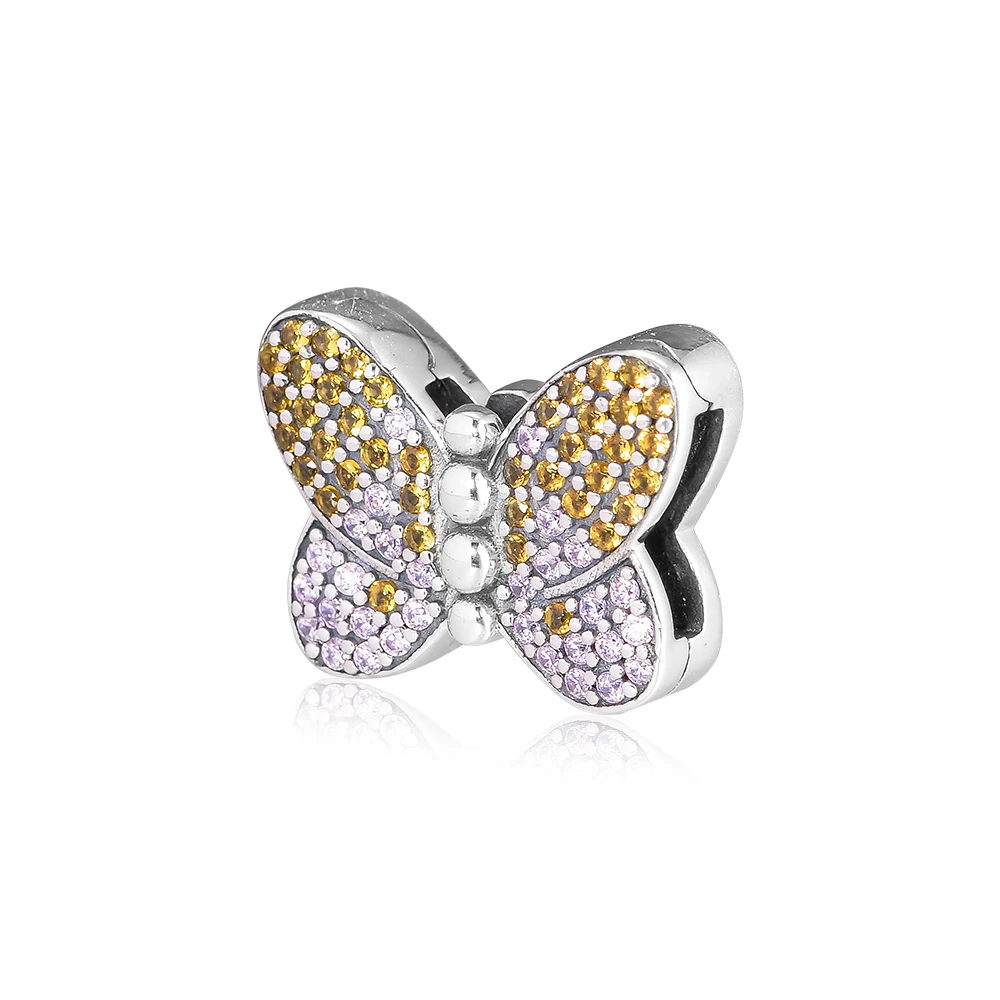 CKK Bedazzling бабочка амулеты 925 Fit рефлексионы браслет стерлингового серебра Шарм бусины для изготовления ювелирных изделий Bijoux бисера