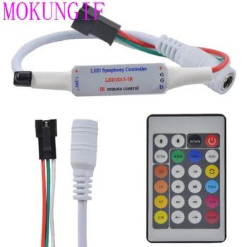 

Fast 10pcs DC5V/12V WS2812B/WS2811 24Keys Mini IR remote controller 200 Change Max 1-512 Pixel for WS2812B LED strip