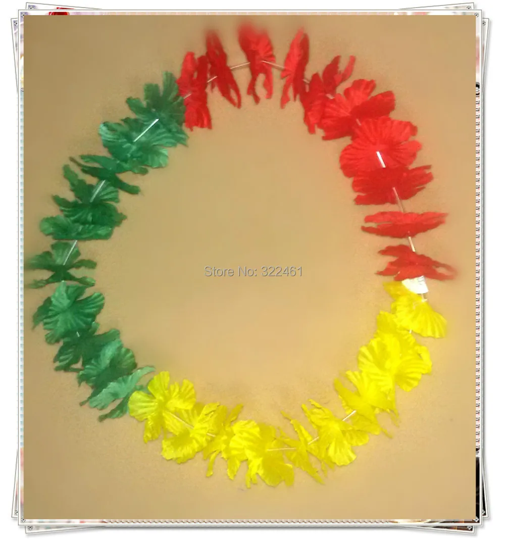 

10pcs/lot Free Shipping Lithuania flag color Hawaii Necklace festive & party supplies Party Hawaiian Flower lei