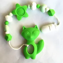 Силиконовый Прорезыватель для зубов, лисица, пустышка, силиконовые круглые бусины, пустышка, зажим для детей, жевательный Прорезыватель жевать, игрушка