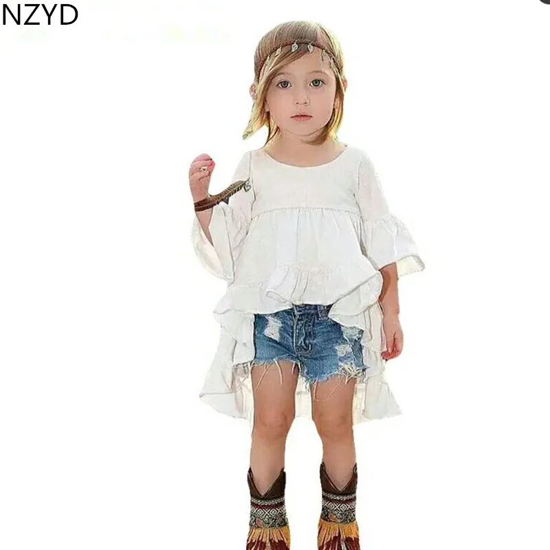 New Fashion Spring Summer Girls Shirt Dress Children Little Fairy Princess Formal Dress Europe Style Cute