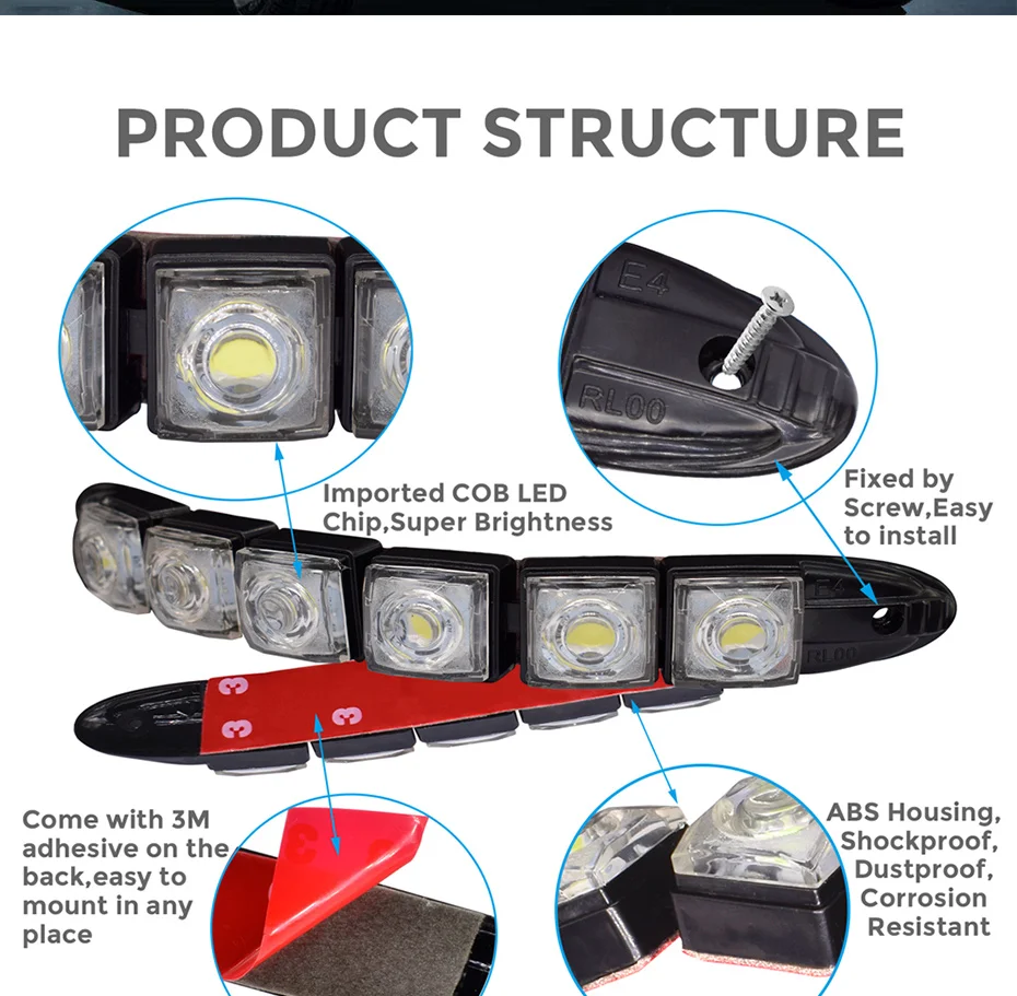 2x6 Led COB DRL Противотуманные гибкие фары Автомобильный светодиодный дневной светильник дневной ходовой светильник водонепроницаемый 12 В Авто Дневной светильник для peugeot 206