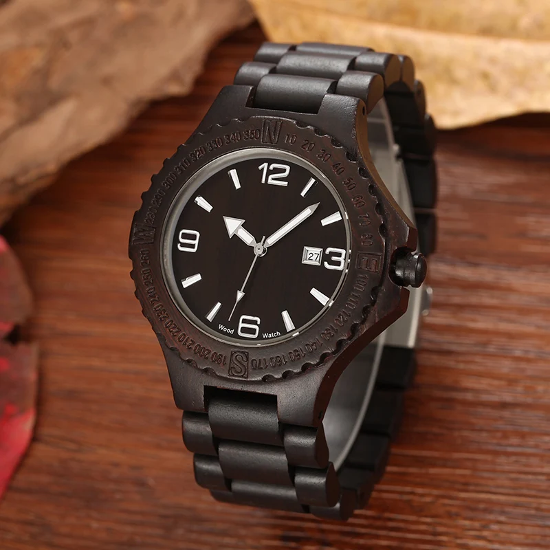 

Handmade Men's Wooden Watch 100% Natural Maple and Ebony Wood wrist watch Men 2016 Newest Japanese Miyota Movement