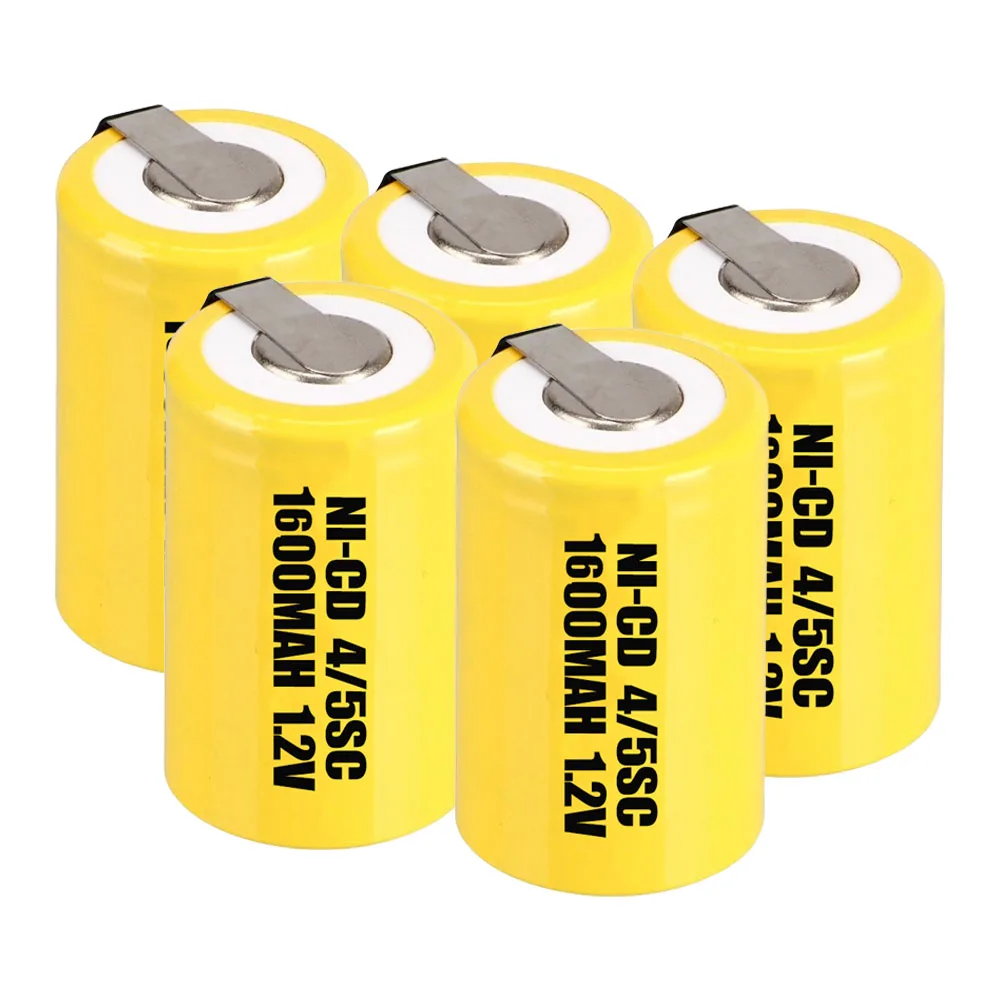 5 шт. 4/5SC батареи мощность инструмент батарея SUBC перезаряжаемые batterie 1600 мАч nicd 33 мм * 22 цвет случайный