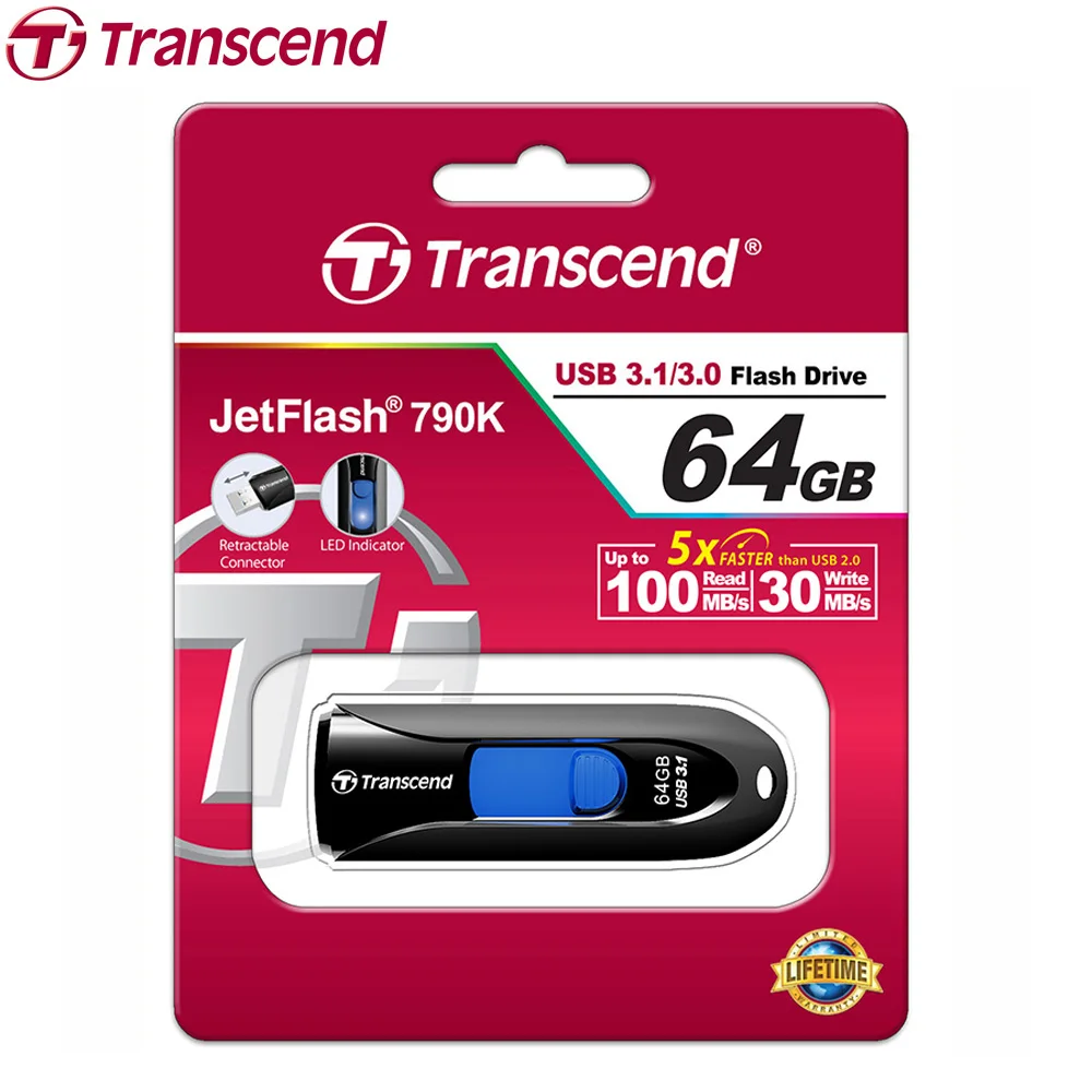 Transcend JetFlash 790 USB флеш накопитель высокоскоростной USB 3,1 3,0 флеш накопитель бизнес USB флеш накопитель 64 ГБ 32 ГБ 16 ГБ 8 ГБ
