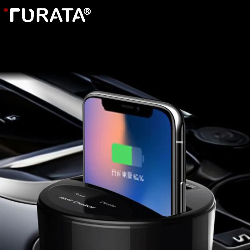 

TURATA Fast QI Wireless Car Cup Charger For Samsung Galaxy S8 S7 S6 edge iPhone X 8 10 LG Nexus Lumia USB Charging Charger Stand