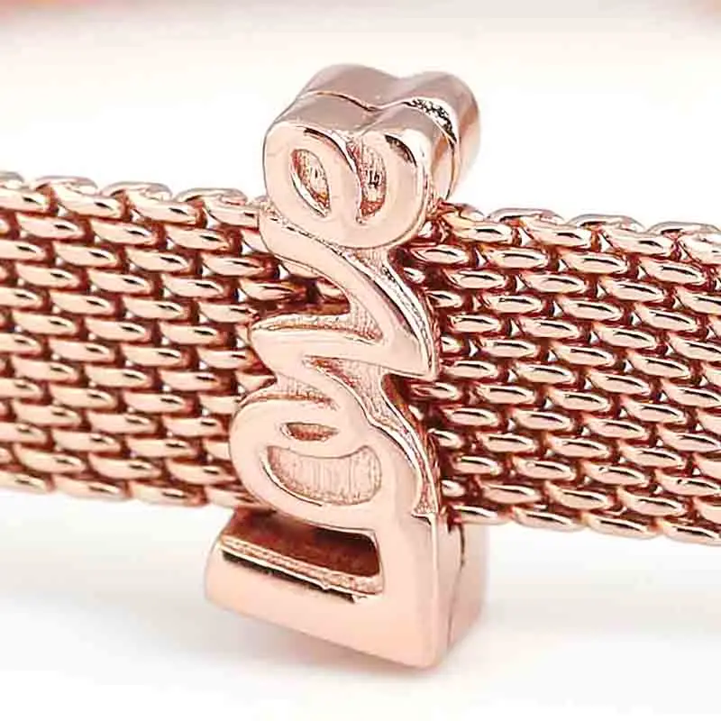 

New 925 Sterling Silver Bead Charm Rose Gold Reflexions Love Letter Clip Stopper Beads Fit Pandora Bracelet Bangle Diy Jewelry