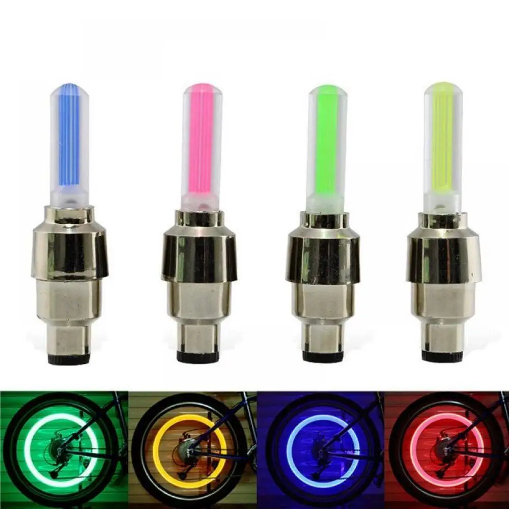 Discount Bicycle Wheel LED Colorful light bycicle Car Caps lights Light Cycling Accessories Tyre Bike Spokes Bike Valve With battery 0